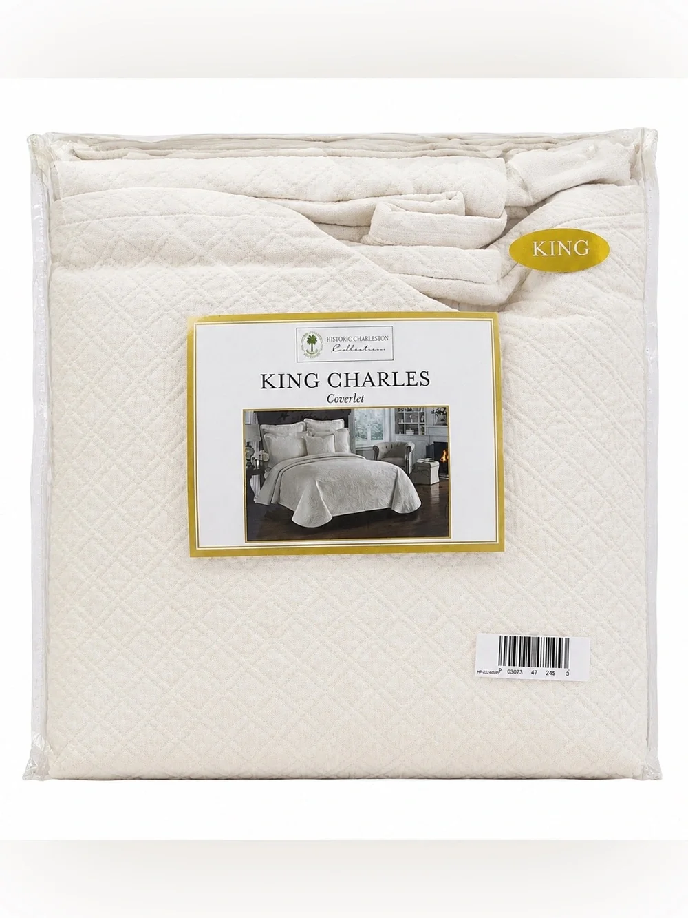 Historic Charleston King Charles Ivory King Cotton Matelasse Coverlet